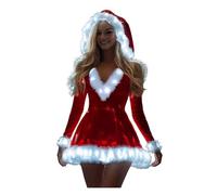 bDDeDD Women's Santa Costume LED Light Up Christmas Dress Cosplay Mrs. Claus Costume (M, Red)