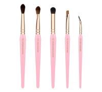 Bdellium Tools Pink Golden Triangle Eyes Makeup Brush Set - Versatile Eye Essential Brush Kit with Soft Synthetic Bristles and Rose Gold Brass Ferrule for a Range of Eye Styles (Pink, 5 pcs)