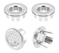 BDEPSTR Set of 4 Sink Overflow Ring Set, Universal Overflow Cover Made of ABS Plastic, Design Imitation Copper & Honeycomb Structure, High-Quality Replacement Parts for Bathroom and Washbasin
