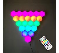 Bderkz Hexagonal Honeycomb Wall Light, Voice Control & Radio Frequency RF Remote Control Color Changing DIY Modular Quantum LED Light, USB Power Suitable for Home Bar Wall Decor (Size : 3piece)