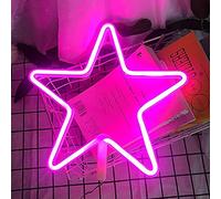 Bderkz Red Five-pointed Star Neon Signs LED Creative Bright Wall Decor Light for Bedroom Kids Gifts USB and Battery Powered Night Light Home Party Decoration (Color : Pink)