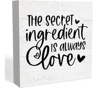 BDEYFG Rustic Farmhouse Kitchen Desk Decor The Secret Ingredient Is Always Love Countertop Shelf Decor Home Office Shelf Table5x5 inch