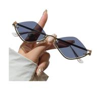 BDFCPC Sunglasses Metallic Unisex Minimalist Trendy Sunglasses, Semi-rimless -shaped Small Frame Outdoor Sunglasses-black