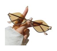 BDFCPC Sunglasses Metallic Unisex Minimalist Trendy Sunglasses, Semi-rimless -shaped Small Frame Outdoor Sunglasses-coffee