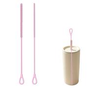 Bdfgh 2 Pcs Silicone Reusable Straw Cleaner Brush Extra-Long Handled,Non-slip Handle Soft and Bendable 6mm+9mm, Pink