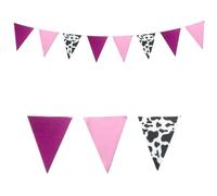 Bdfgh 32Ft Western Cowgirl Party Decorations, Triangular Hot Pink Cow Print Fabric Bunting Banner, Pink Farm Animals Bunting Banner for Disco, Baby Shower, Derby Day, Wild Parties, Gardens, Farms