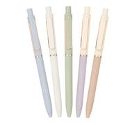 Bdfgh 5 Pcs 0.5mm Retractable Gel Quick Dry Black Ink Fine Point Smooth Writing for Journaling Note Taking, Home School Office Supplies Morandi (5, White, blue, green, purple, grey)