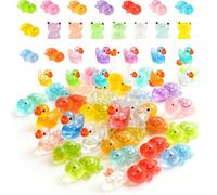 Bdfgh 60Pcs Pond Mini Resin Animals in The Dark Tiny Ducks Turtles Frogs Resin Figures for Garden Dollhouse Decor