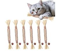 Bdfgh 6Pcs Silvervine Catnip Sticks Cat Toys for Indoor Cats Adult, Mint Chew Sticks Kitten Teething Toys Dental Treats, Interactive Cat Cleaning Teeth Rope Natural Bite String