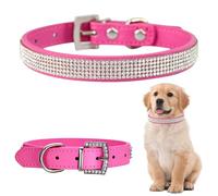 Bdfgh Pink Dog Collar Sparkly Cat Collar for Small Dog, Diamante Collar with Rhinestone, Girl/Female Dog Collar Pet Collar Glitter Crystal, Adjustable Diamond Leather Pet Chain Puppy (XS)