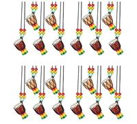 Bdfhjln 20 Pcs Instrument Necklaces Djembe Drum Mini Pendant African Drum Wooden Necklace Drums and Percussion