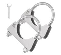 BDFHYK 60mm Car U Clamps, 2 PCS Heavy-Duty Stainless Steel Exhaust Clamps with Saddle Style Design for Exhaust Pipe Connections, Exhaust Tail Pipe Clamps