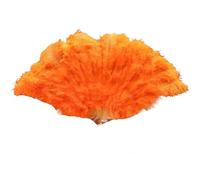 BDFJEDS 1-2PCS Feather Fans 90-130cm Large Hand Held Folding Fan Carnival Stage Performance Accessorie(Orange,130CM 2PCS)
