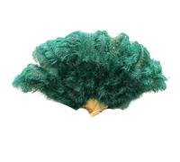 BDFJEDS 1-2PCS Feather Fans 90-130cm Large Hand Held Folding Fan Carnival Stage Performance Accessorie(Dark Green,130CM 2PCS)