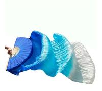 BDFJEDS 1pair/1pc Real Silk Belly Dance Veil Fans Bamboo Handmade Dyed Performance Long Fan Dancing(1,1pc right hand-120cm)