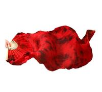 BDFJEDS 1pair/1pc Real Silk Belly Dance Veil Fans Bamboo Handmade Dyed Performance Long Fan Dancing(19,1pair realsilk 230cm)