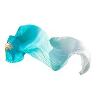 BDFJEDS 1pair/1pc Real Silk Belly Dance Veil Fans Bamboo Handmade Dyed Performance Long Fan Dancing(A,1pc right hand-230cm)