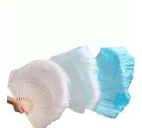 BDFJEDS 1pair/1pc Real Silk Belly Dance Veil Fans Bamboo Handmade Dyed Performance Long Fan Dancing(7,1pair realsilk 230cm)