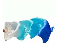 BDFJEDS 1pair/1pc Real Silk Belly Dance Veil Fans Bamboo Handmade Dyed Performance Long Fan Dancing(3,1pc right hand-120cm)