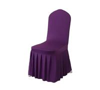 BDFJEDS 5/10/50/100pcs Pleated Skirt Spandex Chair Cover Hotel Banquet Party Events Wedding Decoration Dining Room Seat Protector Covers(Dark Purple,5pcs)