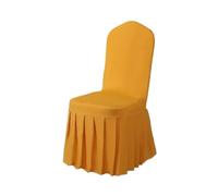 BDFJEDS 5/10/50/100pcs Pleated Skirt Spandex Chair Cover Hotel Banquet Party Events Wedding Decoration Dining Room Seat Protector Covers(Golden Yellow,50pcs)