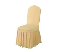 BDFJEDS 5/10/50/100pcs Pleated Skirt Spandex Chair Cover Hotel Banquet Party Events Wedding Decoration Dining Room Seat Protector Covers(Champagne,100pcs)
