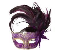 BDFJEDS Feather Mask Feather Masks Half Face Party Wedding Princess Masquerade Ball Halloween(Purple Long feather)