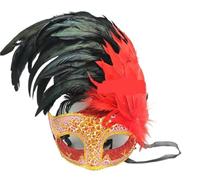 BDFJEDS Feather Mask Feather Masks Half Face Party Wedding Princess Masquerade Ball Halloween(Red Long feather)