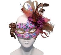 BDFJEDS Feather Mask Flower Feather Mask Lace Masquerade Half-face Party Accessories(Style 4)
