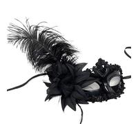 BDFJEDS Feather Mask Masquerade Mask For Women Peacock Feathers Half Face Party Performance(Black)