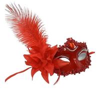 BDFJEDS Feather Mask Masquerade Mask For Women Peacock Feathers Half Face Party Performance(Red)