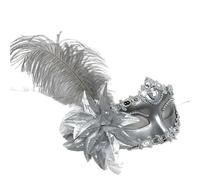 BDFJEDS Feather Mask Masquerade Mask For Women Peacock Feathers Half Face Party Performance(Silver)
