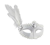 BDFJEDS Feather Mask Party Mask Woman Masquerade Eye MaskPeacock Feathers Half Face Prom Cosplay Costume(White)