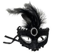 BDFJEDS Feather Mask Party Mask Women Masquerade Peacock Feathers Half Face Costume(Black)