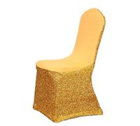 BDFJEDS Sequin Shiny Gold Silver Colour Spandex Chair Cover Wedding Birthday Party Hotel Show Solid Luxury Decoration(GOLD)