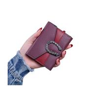 BDFJEDS Style Women's Wallet Short Leather Bag Stitching Small Three-Fold Handbag Multi-Function Multi-Card Slot Card Holder(Purple)