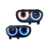 BDGYJGFE 1Pair Car Headlights Assembly Compatible For Dodge Challenger 2008-2014 Head Light Moving Turn Signal Light DRL Dual Beam Lens Colourful