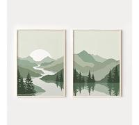BDHcdfAJGf Scandinavian Travel Landscape Abstract Mountains Wall Art Picture Living Room Decor 50x70cmx2 Unframed
