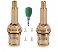 BDHDHWEFE 1 Pair Hot & Cold Brass Faucet Cartridge Replacement, 20 Teeth G1/2" Ceramic Disc Stem Valve with Screws & Screwdriver for Bathroom Kitchen Sink Tap Repair, 42-98mm Height(2-3/4"-3/8")