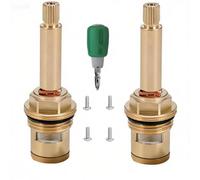BDHDHWEFE 1 Pair Hot & Cold Brass Faucet Cartridge Replacement, 20 Teeth G1/2" Ceramic Disc Stem Valve with Screws & Screwdriver for Bathroom Kitchen Sink Tap Repair, 42-98mm Height(2-7/8"-3/8")