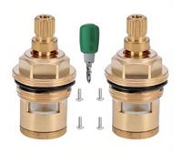 BDHDHWEFE 1 Pair Hot & Cold Brass Faucet Cartridge Replacement, 20 Teeth G1/2" Ceramic Disc Stem Valve with Screws & Screwdriver for Bathroom Kitchen Sink Tap Repair, 42-98mm Height(1-7/8"-3/8")