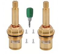 BDHDHWEFE 1 Pair Hot & Cold Brass Faucet Cartridge Replacement, 20 Teeth G1/2" Ceramic Disc Stem Valve with Screws & Screwdriver for Bathroom Kitchen Sink Tap Repair, 42-98mm Height(2-9/16"-3/8")