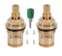 BDHDHWEFE 1 Pair Hot & Cold Brass Faucet Cartridge Replacement, 20 Teeth G1/2" Ceramic Disc Stem Valve with Screws & Screwdriver for Bathroom Kitchen Sink Tap Repair, 42-98mm Height(1-15/16"-3/8")