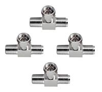 BDHDHWEFE 4 pack T Coaxial Cable Splitter, TV 2 in 1 Out 3 Way Coaxial Cable Multiple Connector, F-Type RG6 Male to 2 F Female Coax Splitter, for Video, Satellite, VCR, TV Antenna, Satellite Tuner