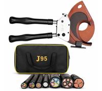 BDHDHWEFE Heavy Duty Ratcheting Cable Cutters, Manual Wire Cutting Tool with Retractable Handles, Alloy Steel Jaw for Copper Aluminum Armored Communication Lines J40 to J130(J95)