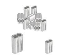 BDHI 200pcs 1.5mm 2mm Aluminium Crimping Loop Sleeves Clip Aluminium Double Ferrules Loop Sleeve Clip Fittings Cable Crimps with Double Holes for Wire Rope and Cable(D28-1)