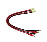 BDHI 2pcs Mini Tamiya (Reverse Polarity) to 4.0mm Banana Plug RC Battery Charge Cable, 14awg Silicone, 30cm/12in, Airsoft, Teen, 2 x Cable