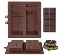 BDHI 3pcs Silicone Chocolate Bar Moulds Big and Thick Chocolate Bar Mold for DIY Baking Candy Silicone Ice Cube Maker(Y325-3)