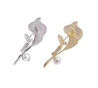 BDHRKTE 2 Pcs Luxury Temperament Calla Lily Brooch, High-End Women's Corsage Brooch, High-End Exquisite Suit Accessories