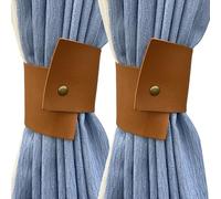 BDHRKTE 2 Pcs Pu Leather Curtain Tie Backs,Simple Buckle Curtain Window Treatment Holdbacks Strap,Ring Clips Classic Nail-Free Curtain Ties for Home Office Living Room Bedroom Cafe (Brown)
